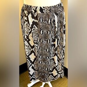 Michael Kors Snake Print Pleated elastic waist Knee Length Skirt women s Large